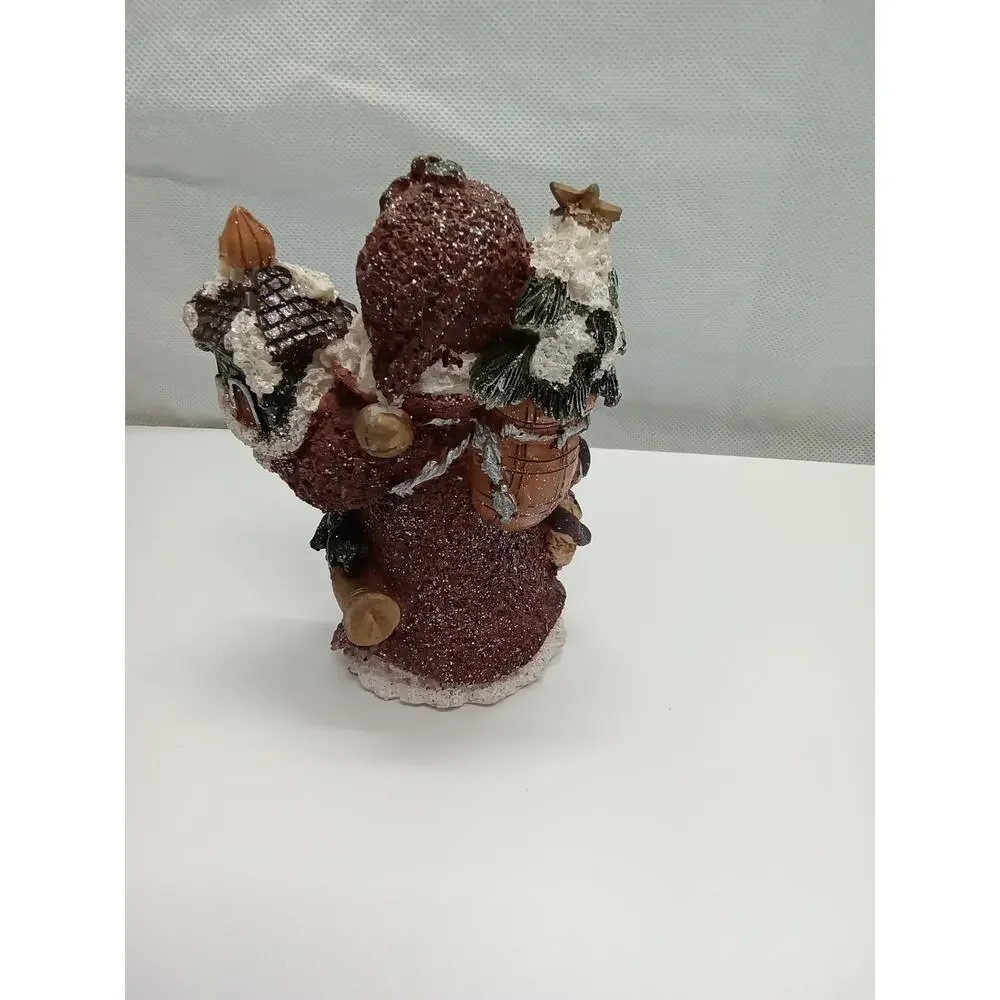 Santa-claus Figurine  approx 6x4x3 Wreath bag of toys red white‎ green